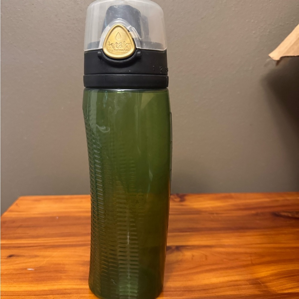 Green Intake by Thermos water bottle.